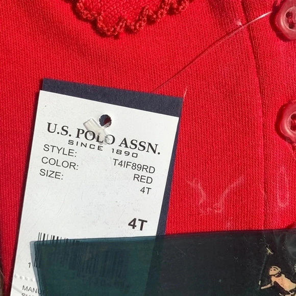 US Polo Assn Girls School Uniform Polo Red 4T - Picture 4 of 5
